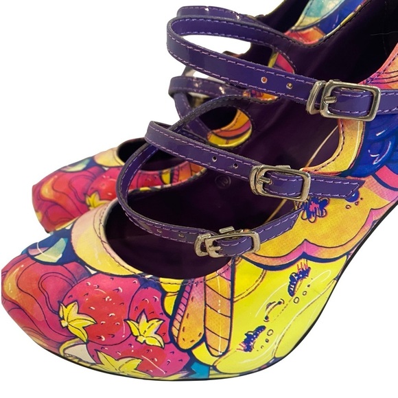 NWOTB — ACRYLICANA — FUNKY TECHNO COLOR, PURPLE STRAPPY PUMPS, Size 10 - Picture 8 of 12